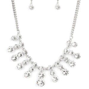 Silver Rhinestone Fringe Necklace – Adjustable Statement Jewelry